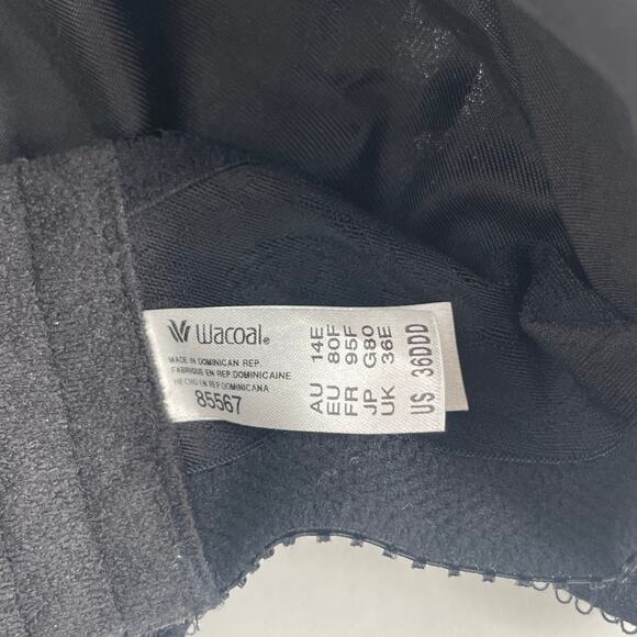 WACOAL Bra 36DDD 85567 Awareness Full Coverage Black Floral Underwire Unlined - Picture 3 of 16